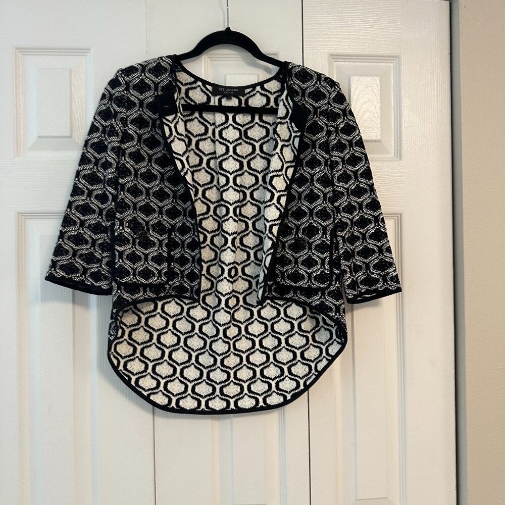 St. John Geometric Open-Front Cardigan Jacket